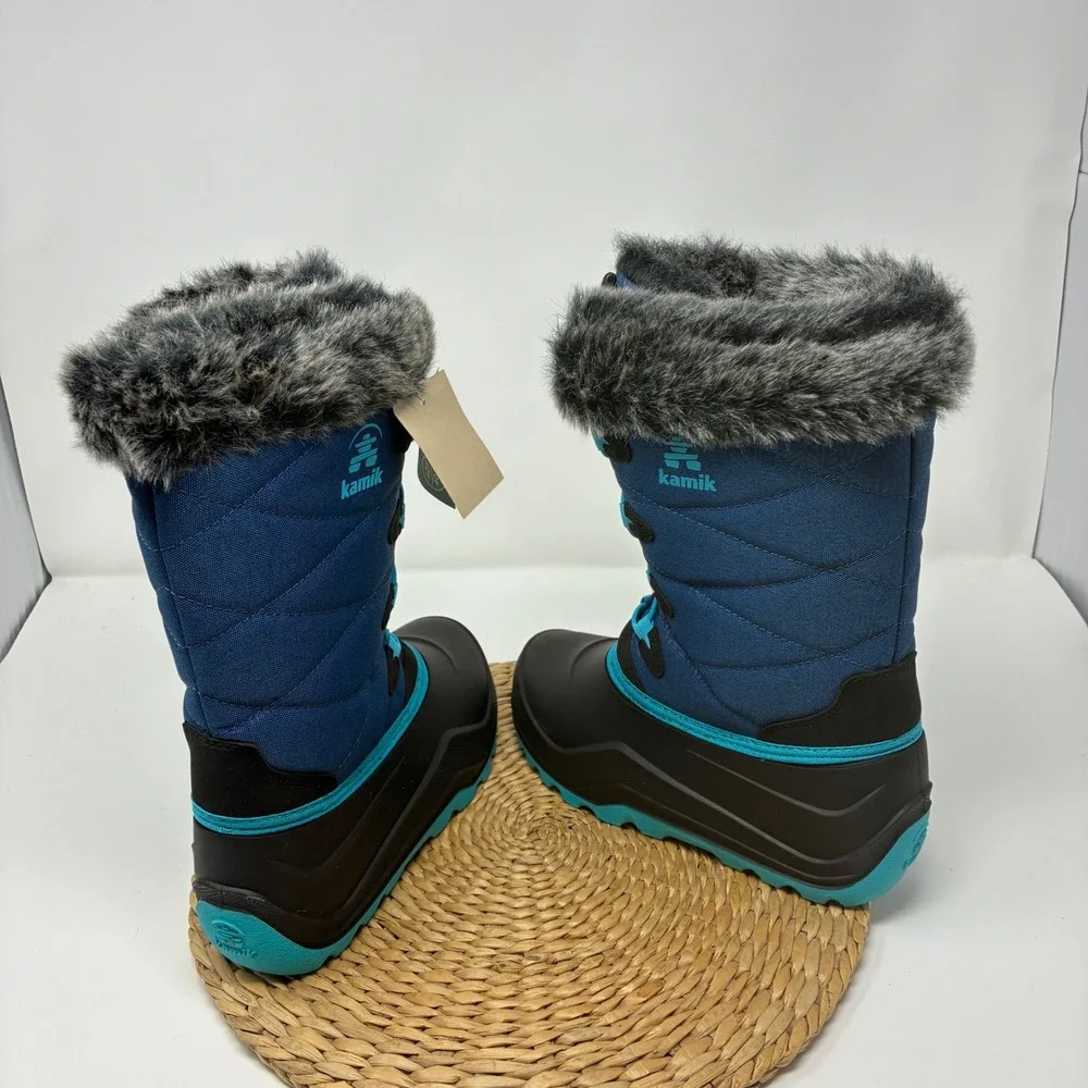 Kamik Kids Size 4 Navy Blue Waterproof Winter Snow Boots Vegan NWT -40‎
